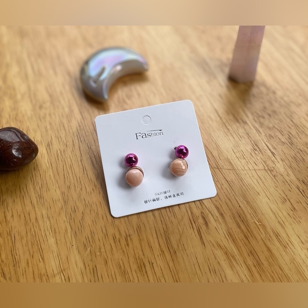 2 Pairs of Ball Stud Fashion Earrings With S925 Posts
